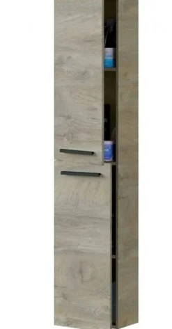 Colonne salle de bain Suspendue avec 2 Portes coloris Alaska chêne à nœuds - Hauteur 150 x Longueur 30 x Profondeur 25 cm