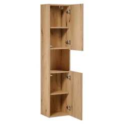 Colonne salle de bain VANO 2 portes et 1 niche Chene L30 x P25 x H140 cm Meuble suspendu