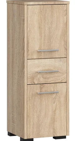 Colonne salle de bains AKORD FIN Chêne Sonoma 30 cm 2 portes 1 tiroir façade Chêne Sonoma 3 étagères 30x30x85 cm