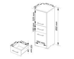 Colonne salle de bains AKORD FIN Blanche 30 cm 2 portes 1 tiroir façade Blanche 3 étagères 30x30x85 cm