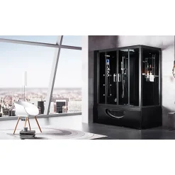 Combi Balneo douche Hammam CBH BLACK Archipel 179x97 - GAUCHE