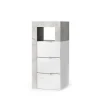 Commode de salle de bains BURA 3 tiroirs L35 cm Blanc brillant laqué et gris aspect béton