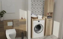 COMO - Meuble de rangement pour machine à laver - Meuble SDB - 64x50x97.5 cm - Buanderie