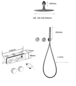 Composition de douche SC64 en laiton gun black collection Permesse