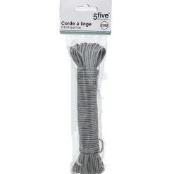 Corde à linge L. 20 m gris intérieur et extérieur 5Five