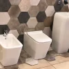 Couple de sanitaires au ras du mur et à poser ligne carré