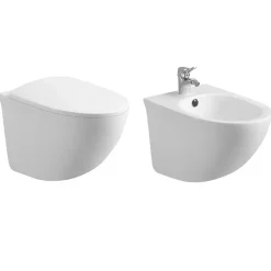 Couple de sanitaires suspendu Rimless sans bride, gamme Flipper avec abattant soft-close inclus