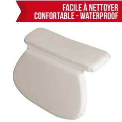 Coussin, oreiller de bain avec ventouses pour baignoire, Spa - Blanc - Vivezen
