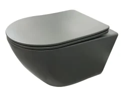 Cuvette suspendue sans bride KELOS Flush Gris Foncé avec abattant