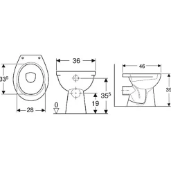 Cuvette WC au sol PUBLICA sortie horizontale - GEBERIT - 00309000000