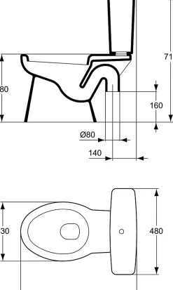 Cuvette WC seule ASPIRAMBO sans abattant sortie orientable D8cm - PORCHER - P233001