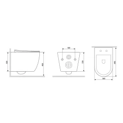 Cuvette WC Suspendu Blanc Toilette Suspendu FlashClean WC sans rebord avec couvercle de siège SoftClose, CXB1701SC Blanc AM.PM