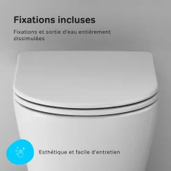 Cuvette WC Suspendu Blanc Toilette Suspendu FlashClean WC sans rebord avec couvercle de siège SoftClose, CXB1701SC Blanc AM.PM
