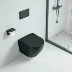 Cuvette WC suspendu CARCEO noir mat - sans bride et avec frein de chute