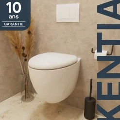 Cuvette WC suspendu en céramique, l.37,5 x H.36,5 x P.50 cm, blanc, effet Vortex, GoodHome Kentia