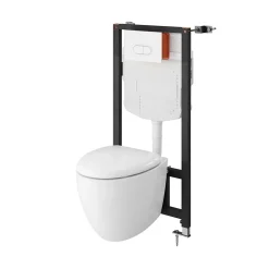 Cuvette WC suspendu en céramique, l.37,5 x H.36,5 x P.50 cm, blanc, effet Vortex, GoodHome Kentia