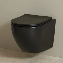 Cuvette WC suspendu gain de place 49 cm sans bride noir mat - Corolla