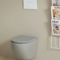 Cuvette WC suspendu gain de place 49 cm sans bride gris mat - Corolla