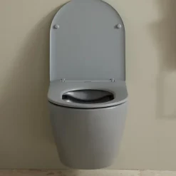 Cuvette WC suspendu gris mat 54 cm sans bride fixations invisibles - Cyrus