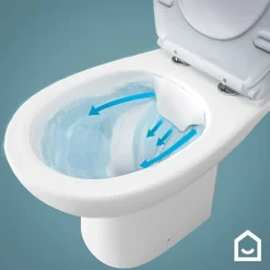 Cuvette WC suspendue compacte sans bord avec abattant et frein de chute, sortie horizontale, blanc, GoodHome Tasi