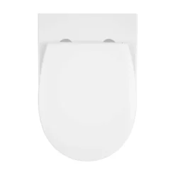 Cuvette WC suspendue compacte sans bord avec abattant et frein de chute, sortie horizontale, blanc, GoodHome Tasi