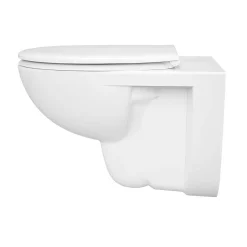 Cuvette WC suspendue compacte sans bord avec abattant et frein de chute, sortie horizontale, blanc, GoodHome Tasi
