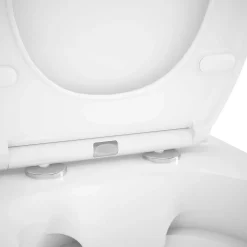Cuvette WC suspendue compacte sans bord avec abattant et frein de chute, sortie horizontale, blanc, GoodHome Tasi
