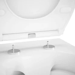 Cuvette WC suspendue compacte sans bord avec abattant et frein de chute, sortie horizontale, blanc, GoodHome Tasi
