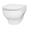 Cuvette WC suspendue sans bride avec abattant déclipsable et frein de chute, sortie horizontale, blanc, effet Vortex, GoodHome Cavally