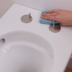 Cuvette WC suspendue sans bride avec abattant déclipsable et frein de chute, sortie horizontale, blanc, effet Vortex, GoodHome Cavally
