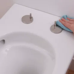 Cuvette WC suspendue sans bride avec abattant déclipsable et frein de chute, sortie horizontale, blanc, effet Vortex, GoodHome Cavally