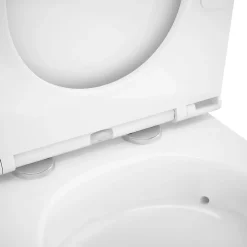 Cuvette WC suspendue sans bride avec abattant déclipsable et frein de chute, sortie horizontale, blanc, effet Vortex, GoodHome Cavally