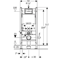 Delta Pack WC Bâti support Duofix 112 cm + WC SAT Tornado sans bride + Abattant SoftClose + Plaque blanche (TORNADOGEB3)