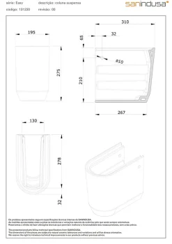 Demi colonne cache siphon pour lavabo céramique traditionnelle SANINDUSA suspendue Easy blanc