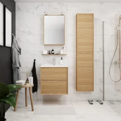 Demi colonne de salle de bains faible profondeur GoodHome Avela placage chêne L.40 x H.90 cm x P.15