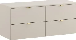 Double meuble sous vasque à suspendre avec le plan DALIA CACHEMIRE 120 cm