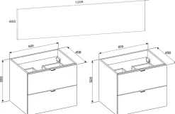 Double meuble sous vasque à suspendre avec le plan DALIA CACHEMIRE 120 cm