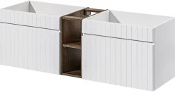 Double meuble sous vasque ICONIC blanc 140 cm avec l'etension chêne Santa Fe