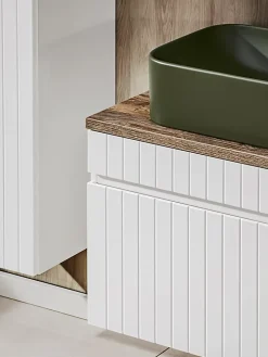Double meuble sous vasque ICONIC blanc 140 cm avec l'etension chêne Santa Fe