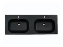 Double vasque à encastrer en résine effet pierre - Noir - L120 x l46 cm - ATIWA