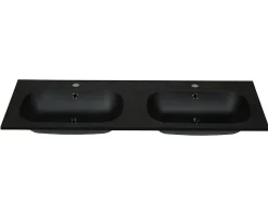 Double vasque à encastrer en résine effet pierre - Noir - L120 x l46 cm - ATIWA