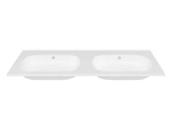 Double vasque à encastrer en résine effet pierre - Blanc - L120 x l46 cm - ATIWA