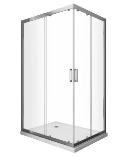 Douche de 6 mm angulaire rectangulaire avec profil chromé- 80 x 140