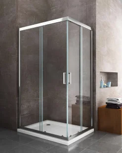 Douche de 6 mm angulaire rectangulaire avec profil chromé- 80 x 120