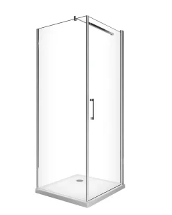 Douche de 8 mm avec porte à battant et paroi fixe lateraleH.200 -77-79 porte x 78,5-80,5 fixe