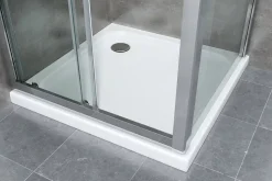 Douche de 6 mm avec un paroi fixe laterale et une porte coulissante - 77,5-80 fixe x 125-130 coulissante
