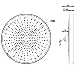 Douche de tête 1 jet ronde, diamètre 30 cm, noir/chrome (SATBSHS81)