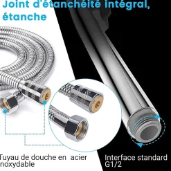 Douche réglable, douche à jets puissants, douche à haute pression, pommeau de douche à économie d'eau