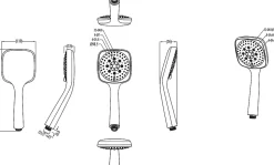 Douchette 3 jets chromé/blanc GoodHome Teesta
