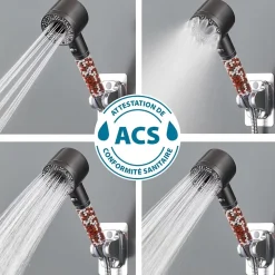 Douchette 5 jets gris Pure Shower Eco